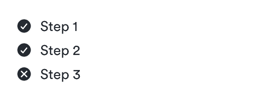 A list with three steps all with circled icons.